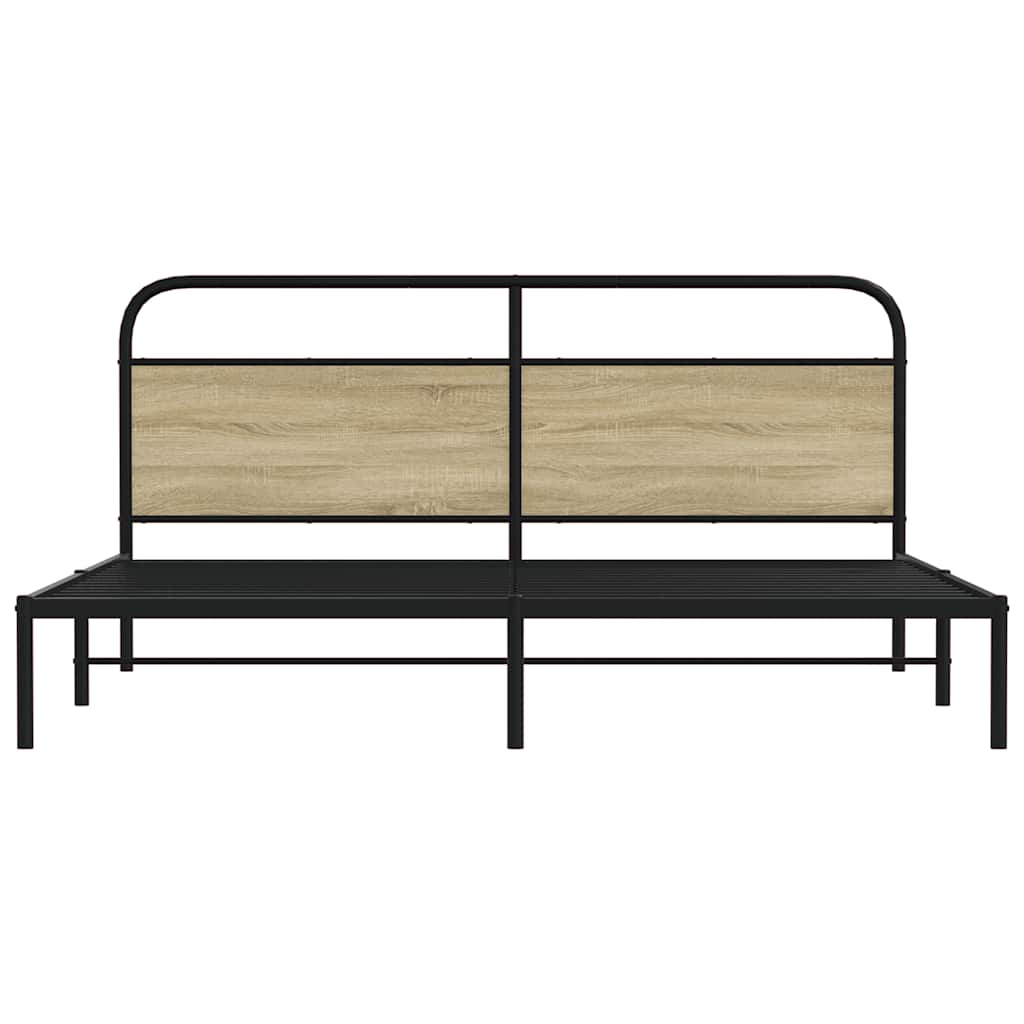 vidaXL Σκελετός Κρεβ. Χωρίς Στρώμα Sonoma Δρυς 193x203 εκ. Μεταλλικό