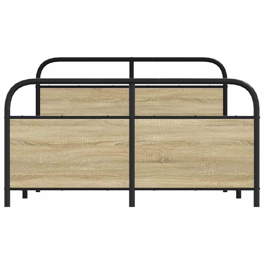 vidaXL Σκελετός Κρεβ. Χωρίς Στρώμα Sonoma Δρυς 140x200 εκ. Μεταλλικό