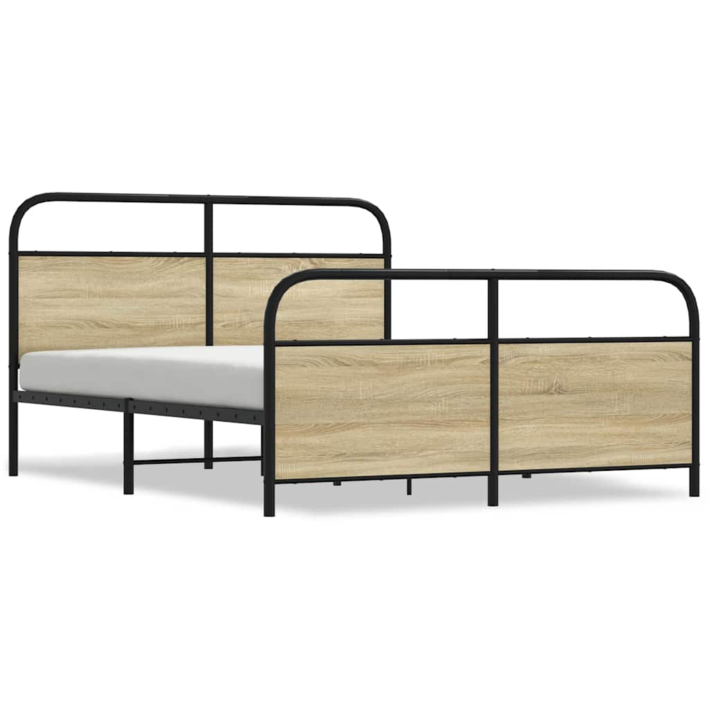 vidaXL Σκελετός Κρεβ. Χωρίς Στρώμα Sonoma Δρυς 160x200 εκ. Μεταλλικό
