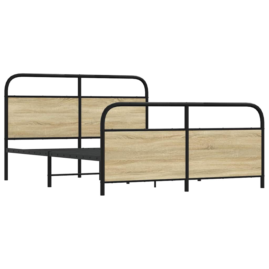vidaXL Σκελετός Κρεβ. Χωρίς Στρώμα Sonoma Δρυς 160x200 εκ. Μεταλλικό