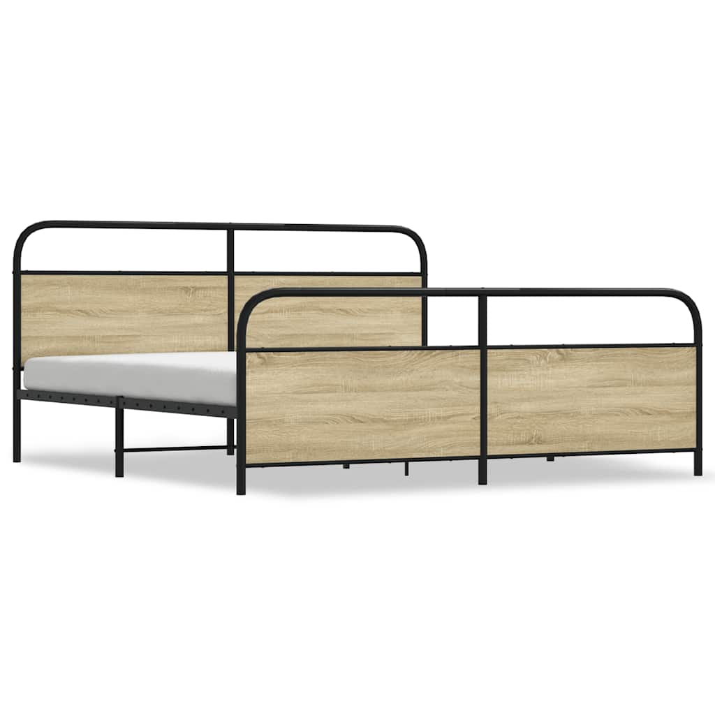 vidaXL Σκελετός Κρεβ. Χωρίς Στρώμα Sonoma Δρυς 180x200 εκ. Μεταλλικό