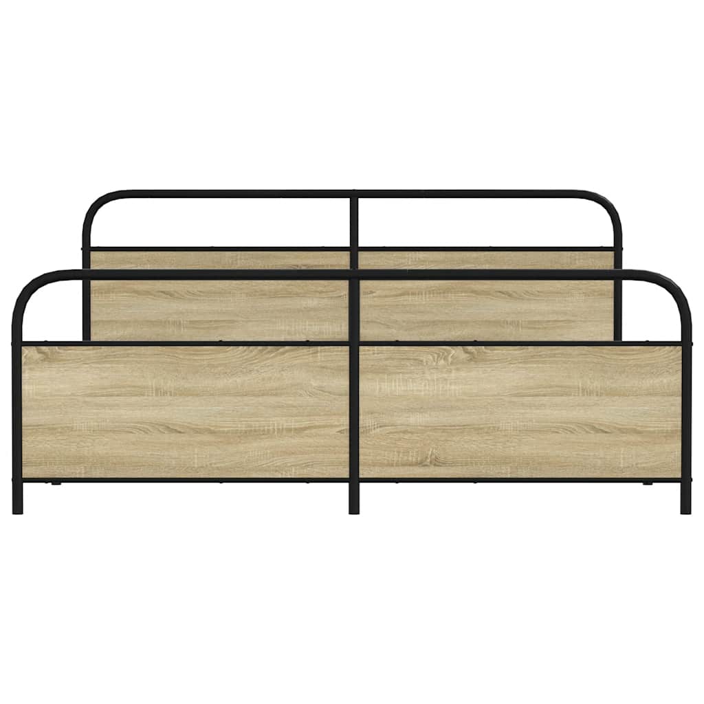 vidaXL Σκελετός Κρεβ. Χωρίς Στρώμα Sonoma Δρυς 180x200 εκ. Μεταλλικό