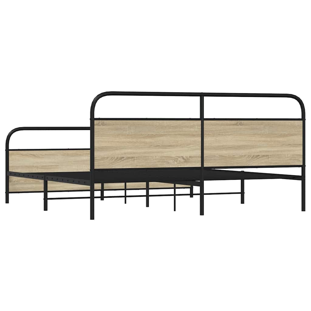 vidaXL Σκελετός Κρεβ. Χωρίς Στρώμα Sonoma Δρυς 180x200 εκ. Μεταλλικό