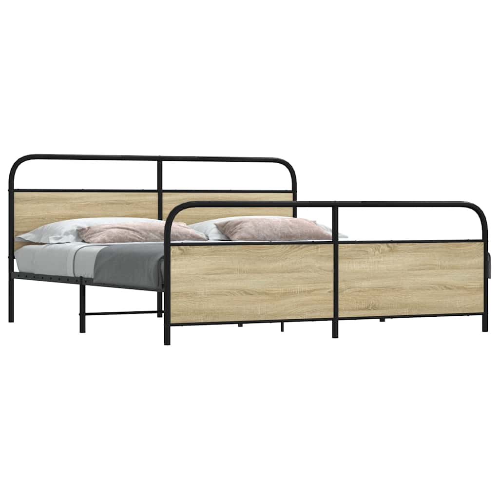 vidaXL Σκελετός Κρεβ. Χωρίς Στρώμα Sonoma Δρυς 180x200 εκ. Μεταλλικό