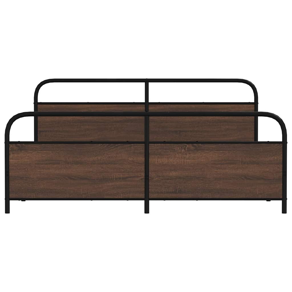 vidaXL Σκελετός Κρεβ. Χωρίς Στρώμα Καφέ Δρυς 180x200 εκ. Μεταλλικό