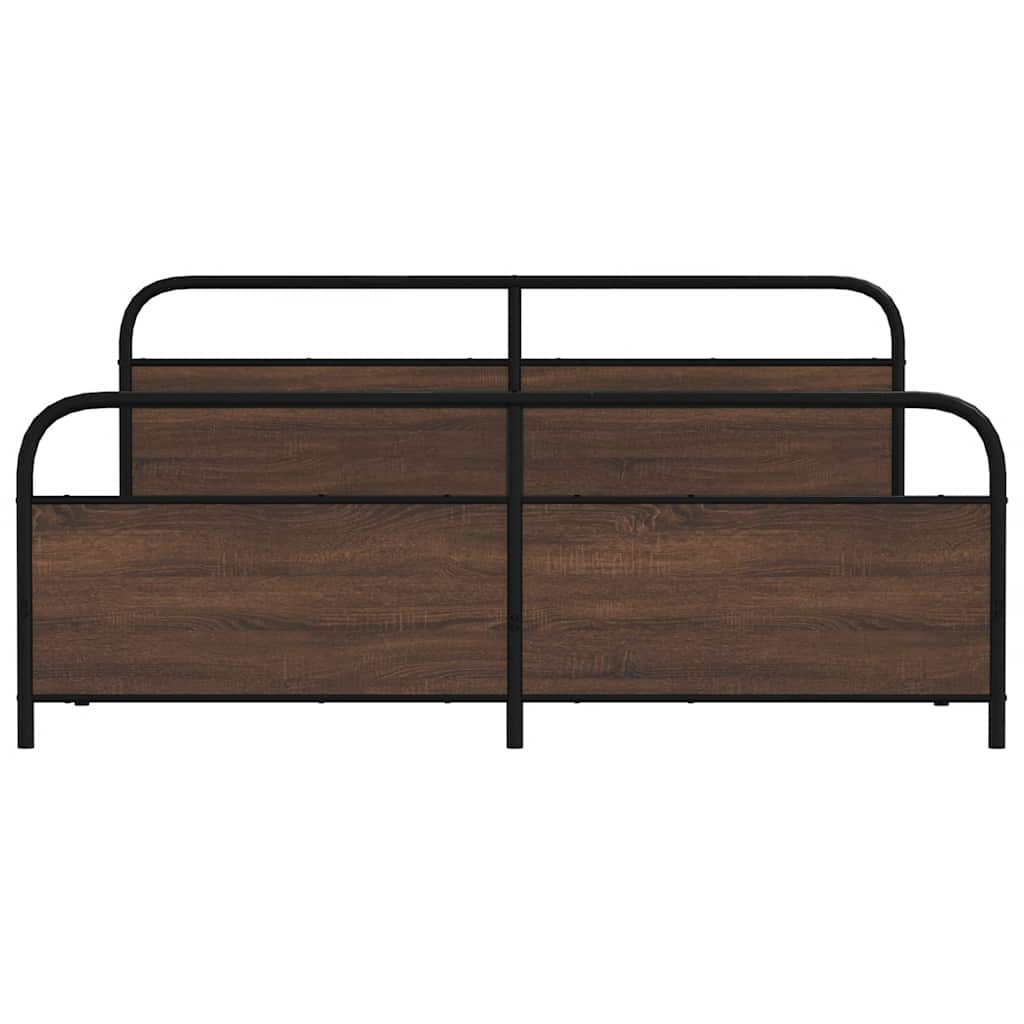 vidaXL Σκελετός Κρεβ. Χωρίς Στρώμα Καφέ Δρυς 183x213 εκ. Μεταλλικό