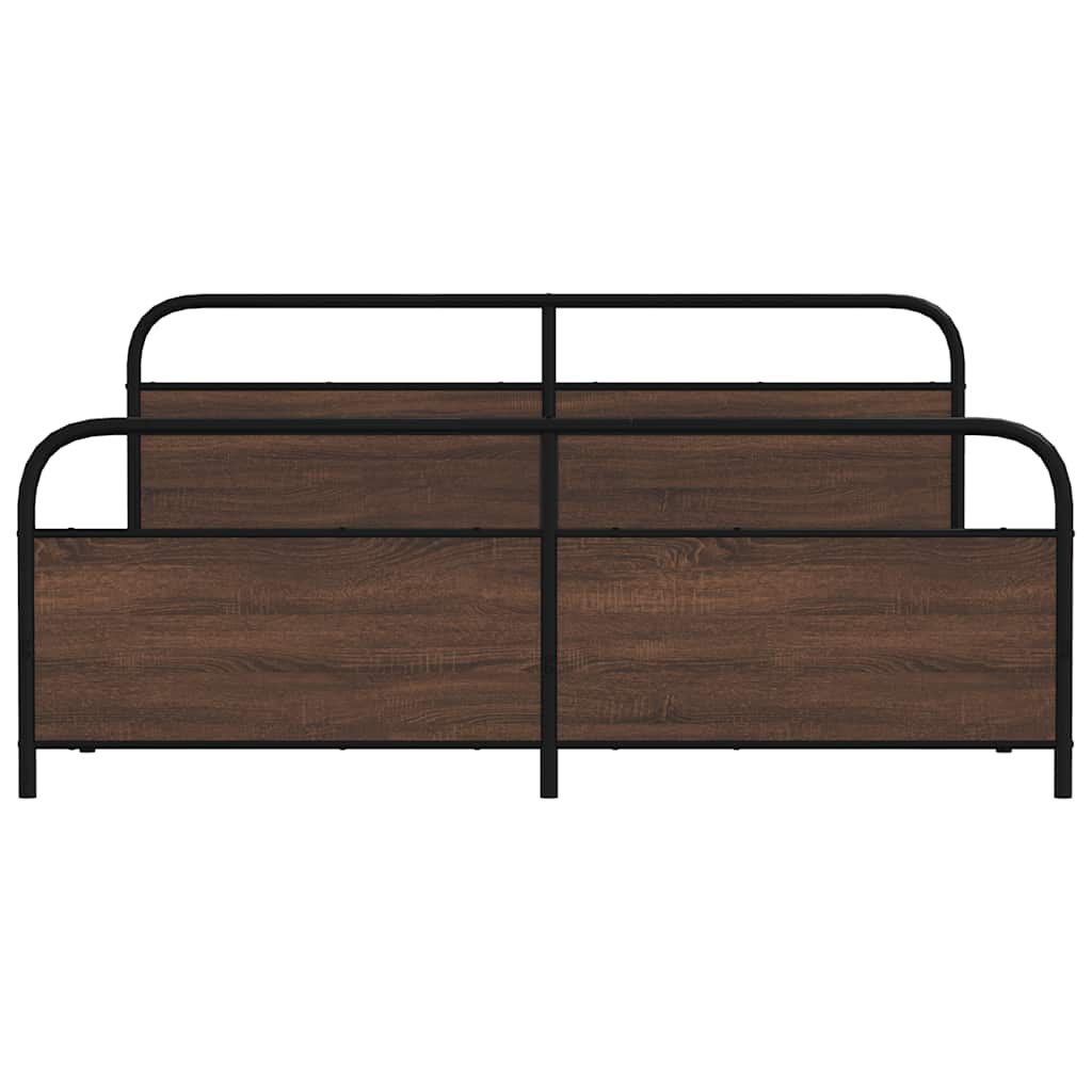 vidaXL Σκελετός Κρεβ. Χωρίς Στρώμα Καφέ Δρυς 200x200 εκ. Μεταλλικό