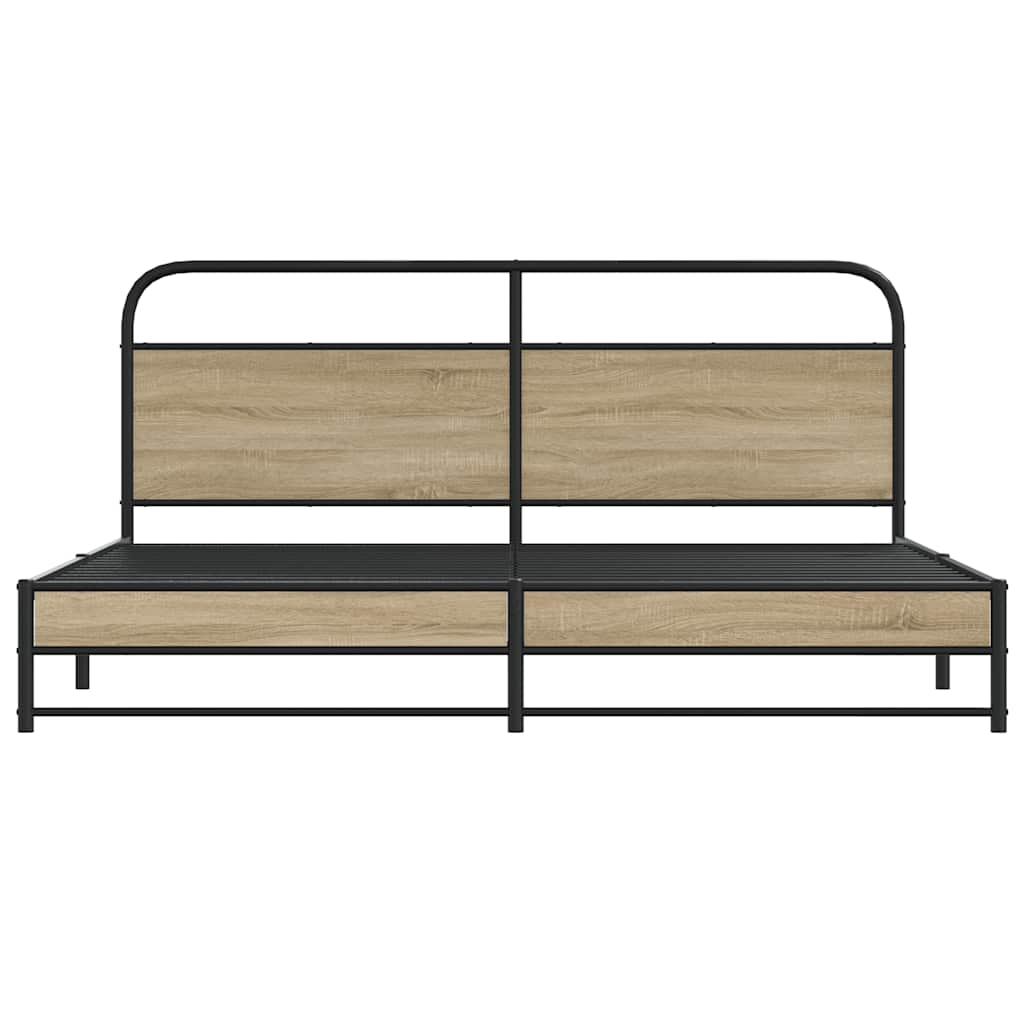 vidaXL Σκελετός Κρεβ. Χωρίς Στρώμα Καπνιστή Δρυς 183x213 εκ. Μεταλλικό