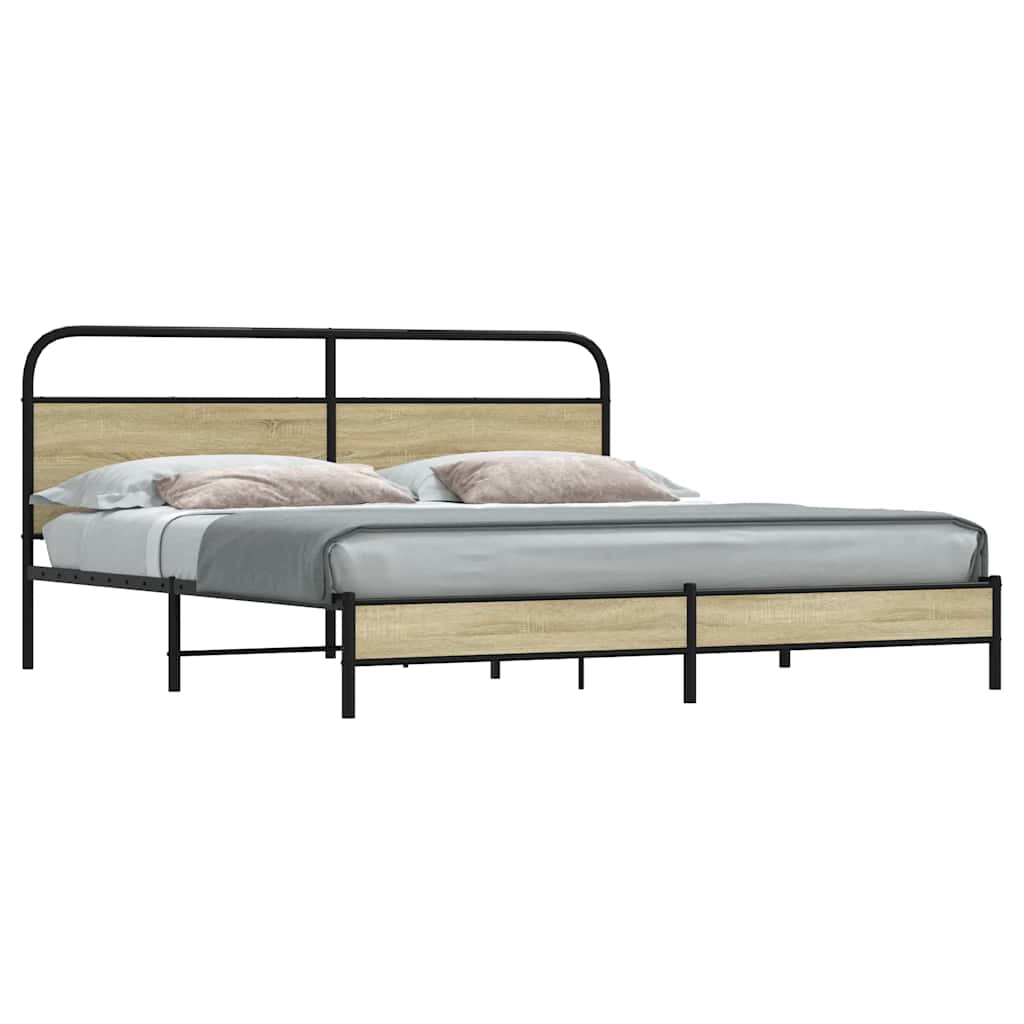 vidaXL Σκελετός Κρεβ. Χωρίς Στρώμα Sonoma Δρυς 180x200 εκ. Μεταλλικό