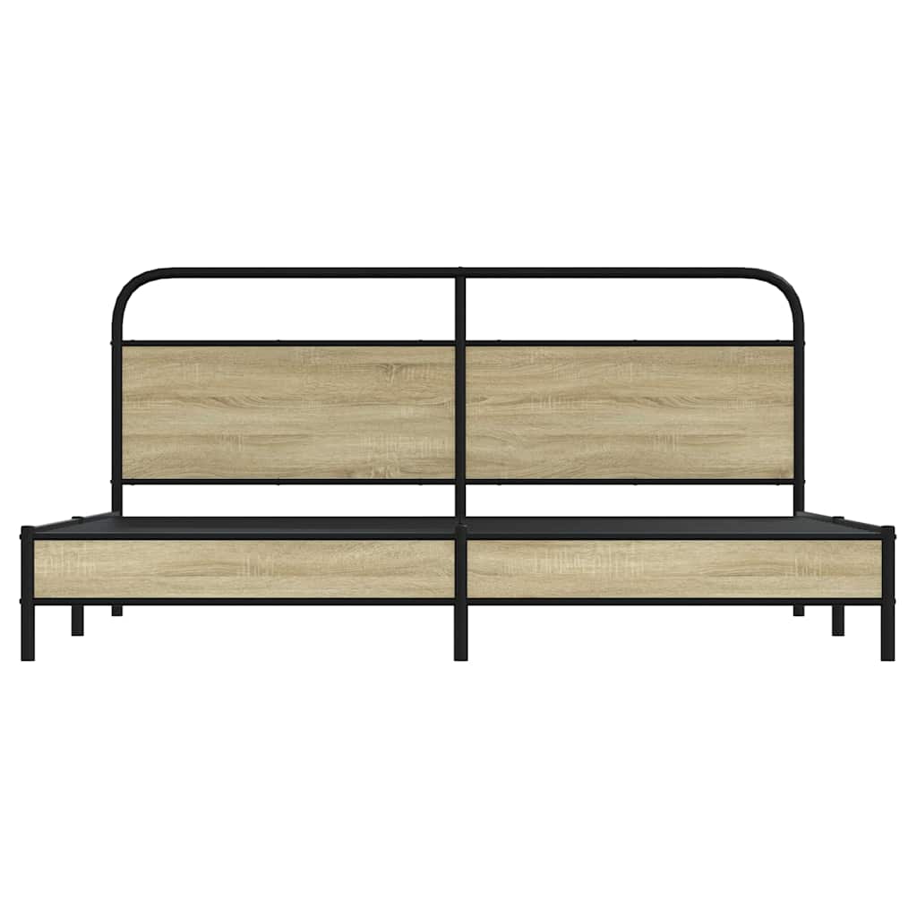 vidaXL Σκελετός Κρεβ. Χωρίς Στρώμα Sonoma Δρυς 183x213 εκ. Μεταλλικό