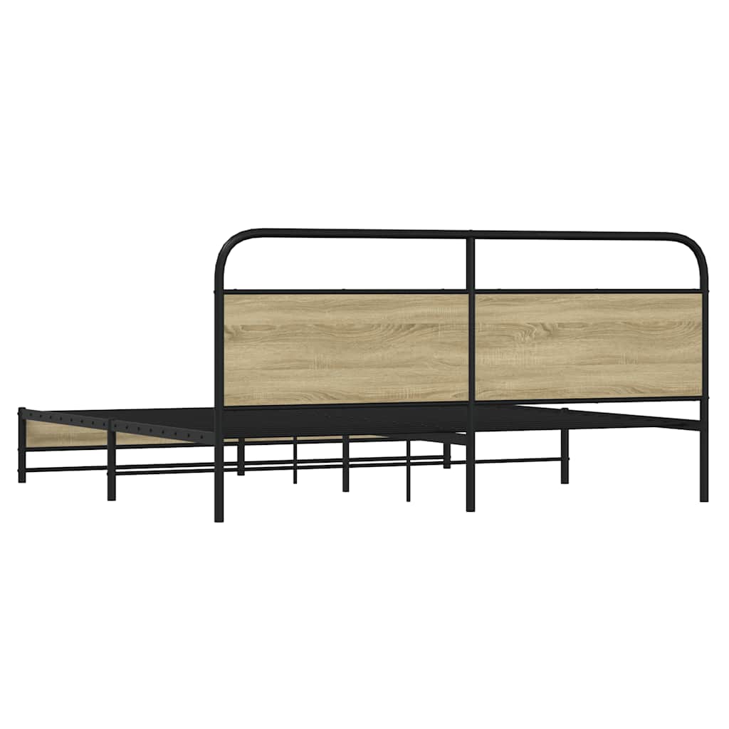 vidaXL Σκελετός Κρεβ. Χωρίς Στρώμα Sonoma Δρυς 180x200 εκ. Μεταλλικό