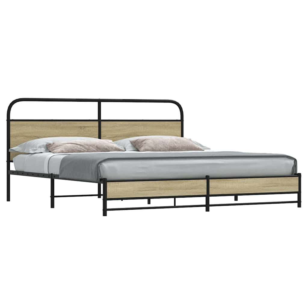 vidaXL Σκελετός Κρεβ. Χωρίς Στρώμα Sonoma Δρυς 180x200 εκ. Μεταλλικό