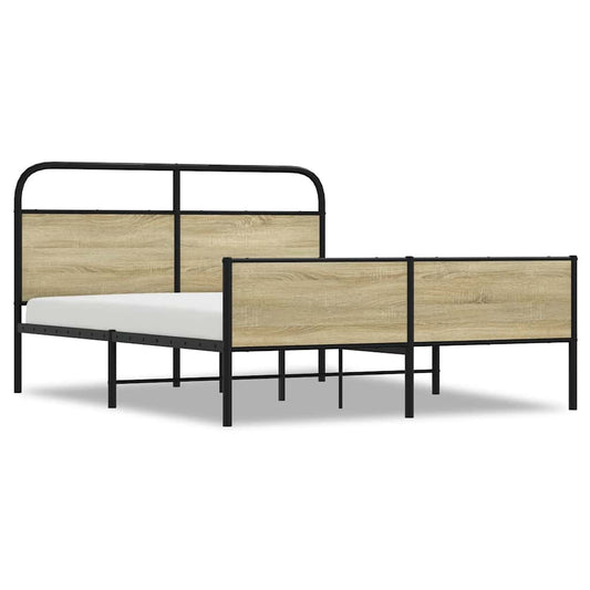 vidaXL Σκελετός Κρεβ. Χωρίς Στρώμα Sonoma Δρυς 150x200 εκ. Μεταλλικό