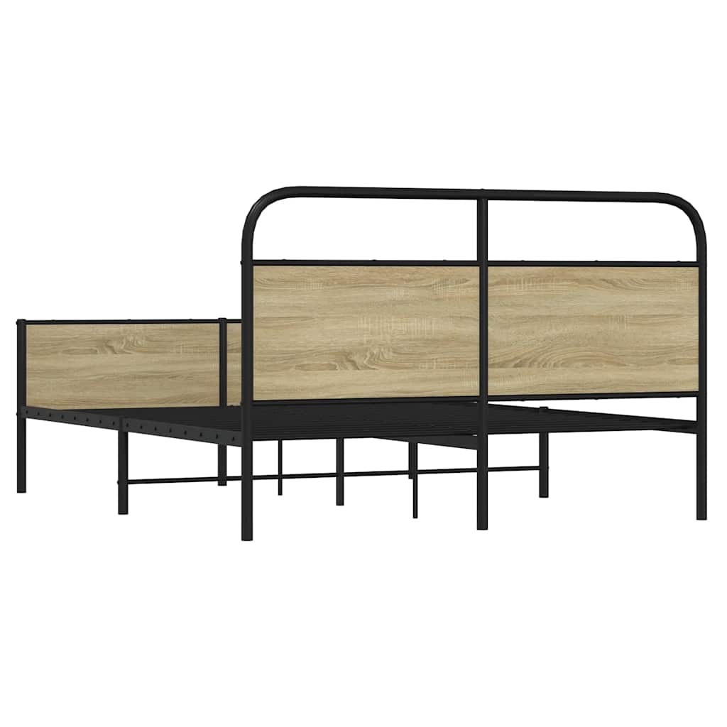vidaXL Σκελετός Κρεβ. Χωρίς Στρώμα Sonoma Δρυς 160x200 εκ. Μεταλλικό