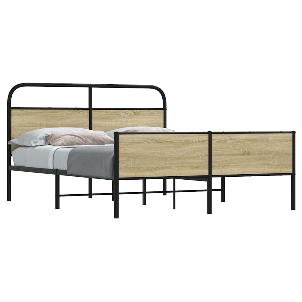 vidaXL Σκελετός Κρεβ. Χωρίς Στρώμα Sonoma Δρυς 160x200 εκ. Μεταλλικό