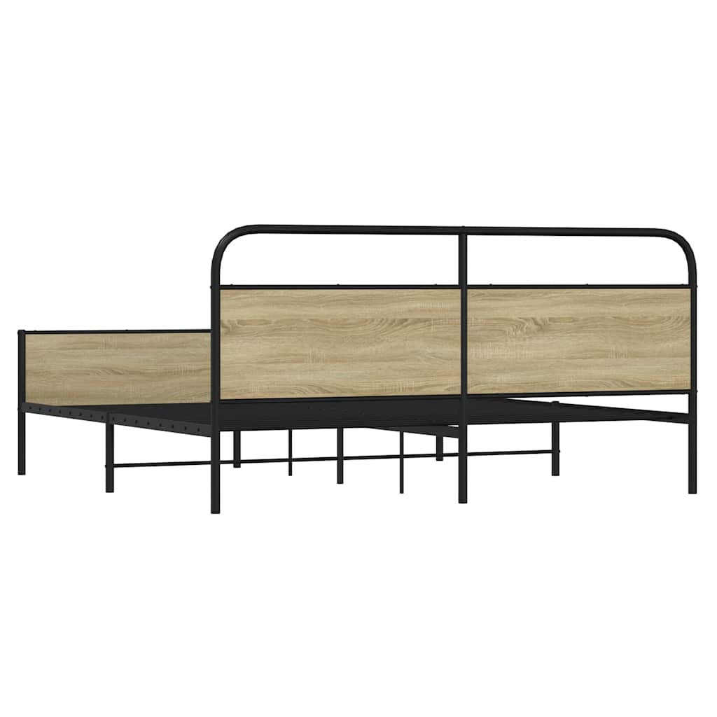vidaXL Σκελετός Κρεβ. Χωρίς Στρώμα Sonoma Δρυς 180x200 εκ. Μεταλλικό
