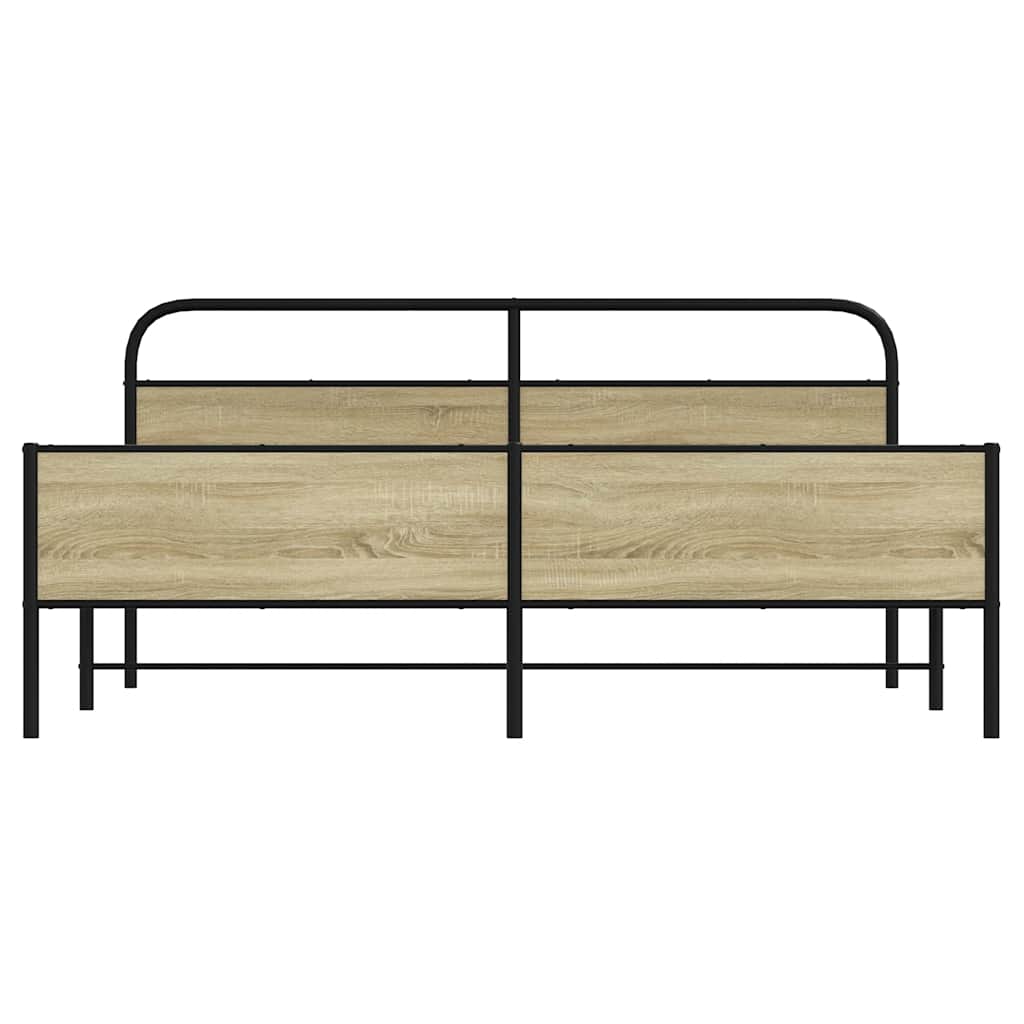 vidaXL Σκελετός Κρεβ. Χωρίς Στρώμα Sonoma Δρυς 183x213 εκ. Μεταλλικό