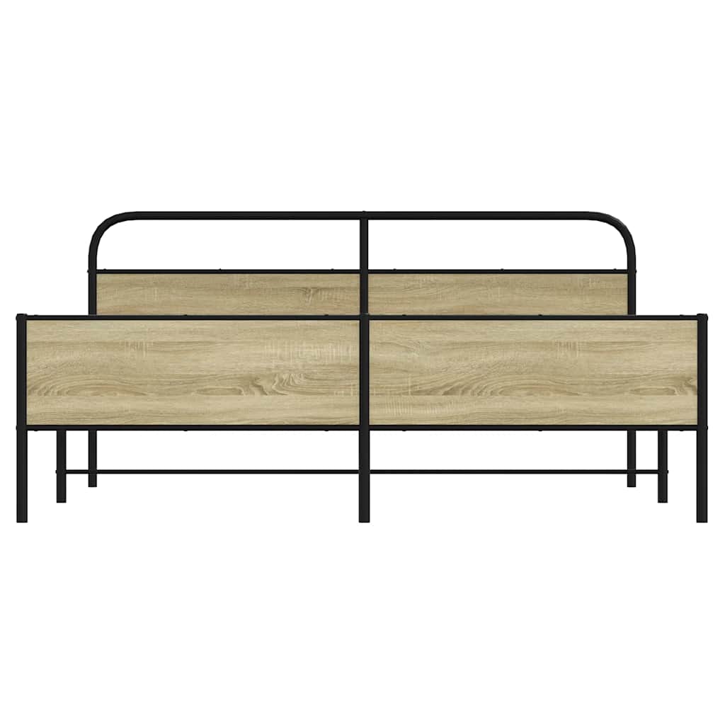 vidaXL Σκελετός Κρεβ. Χωρίς Στρώμα Sonoma Δρυς 193x203 εκ. Μεταλλικό