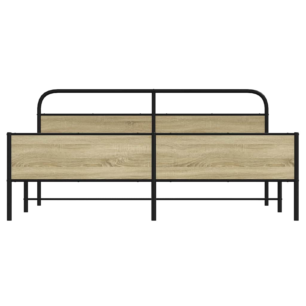 vidaXL Σκελετός Κρεβ. Χωρίς Στρώμα Sonoma Δρυς 200x200 εκ. Μεταλλικό