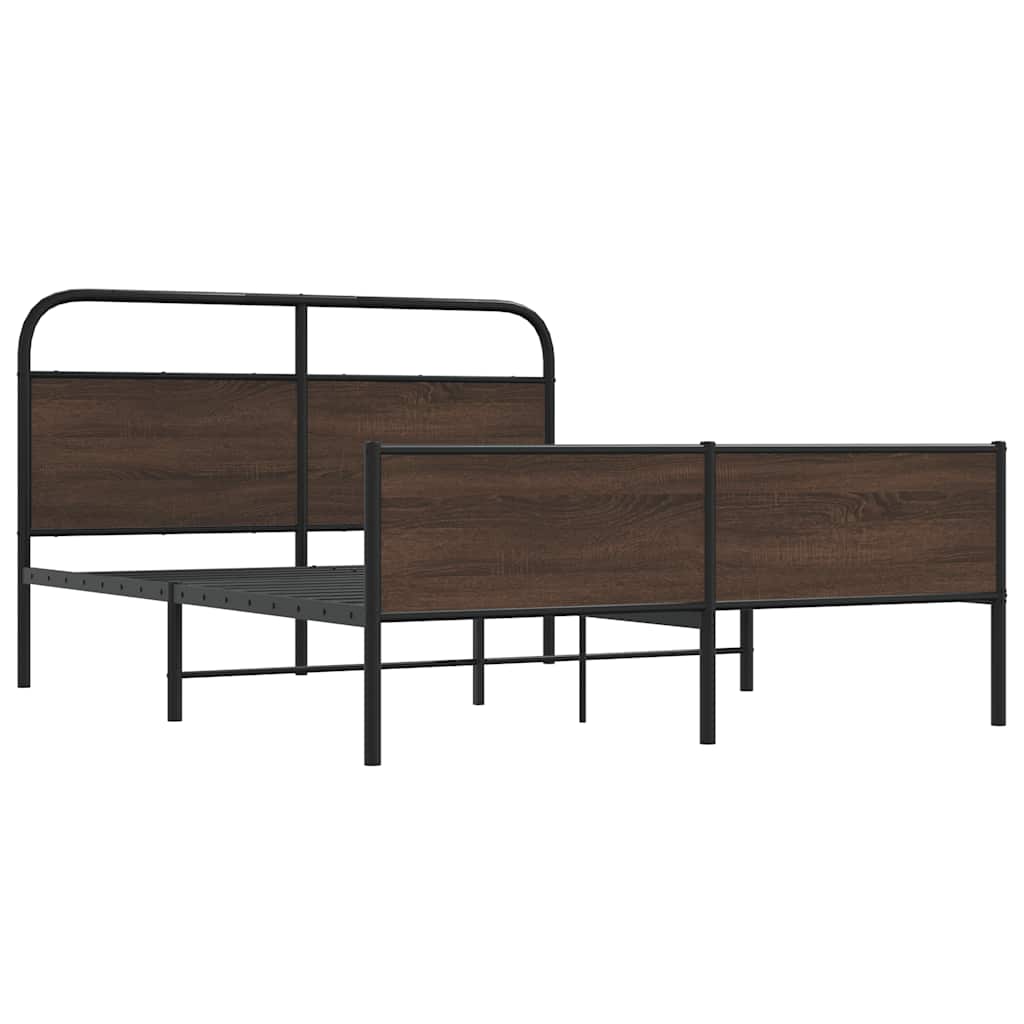 vidaXL Σκελετός Κρεβ. Χωρίς Στρώμα Καφέ Δρυς 150x200 εκ. Μεταλλικό