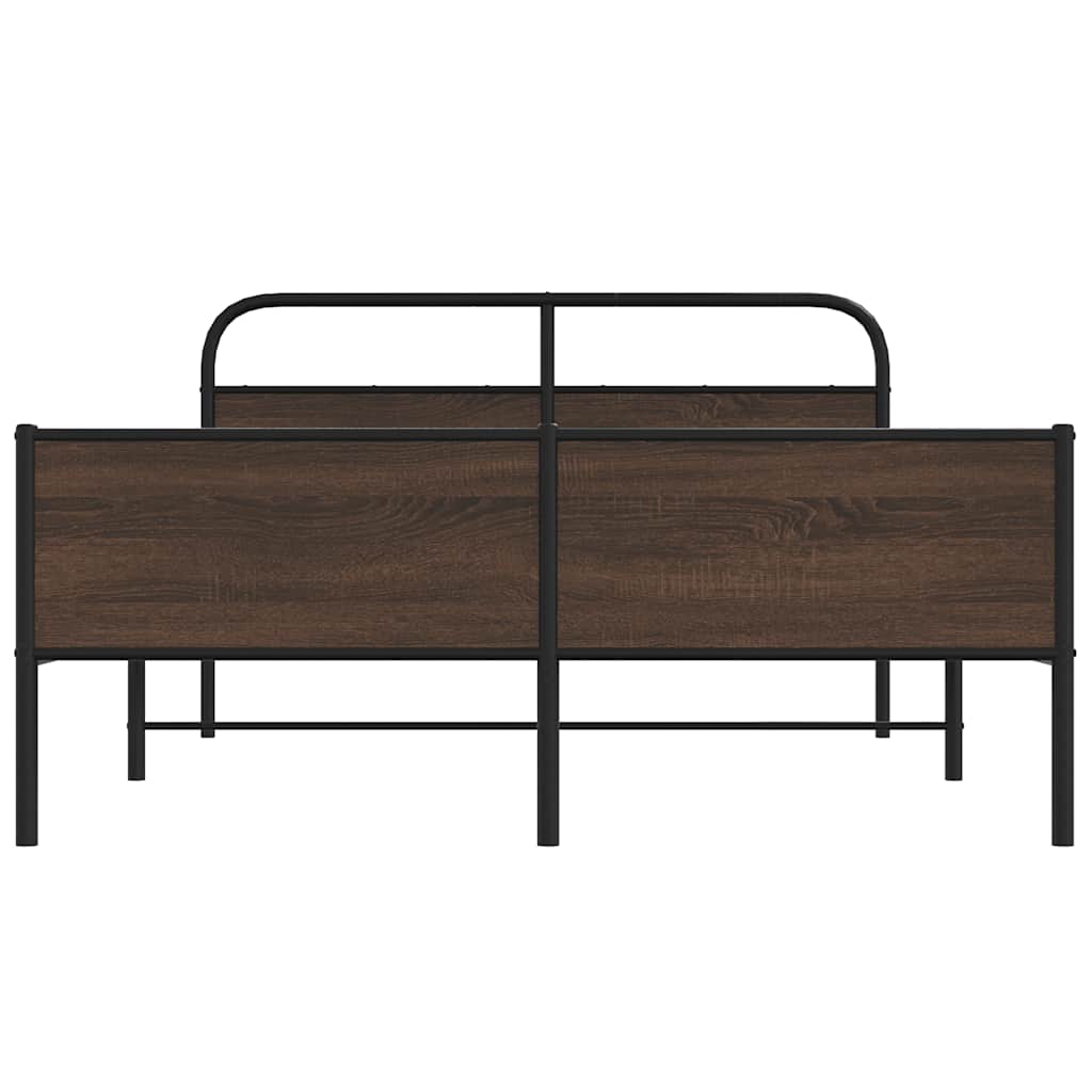 vidaXL Σκελετός Κρεβ. Χωρίς Στρώμα Καφέ Δρυς 150x200 εκ. Μεταλλικό