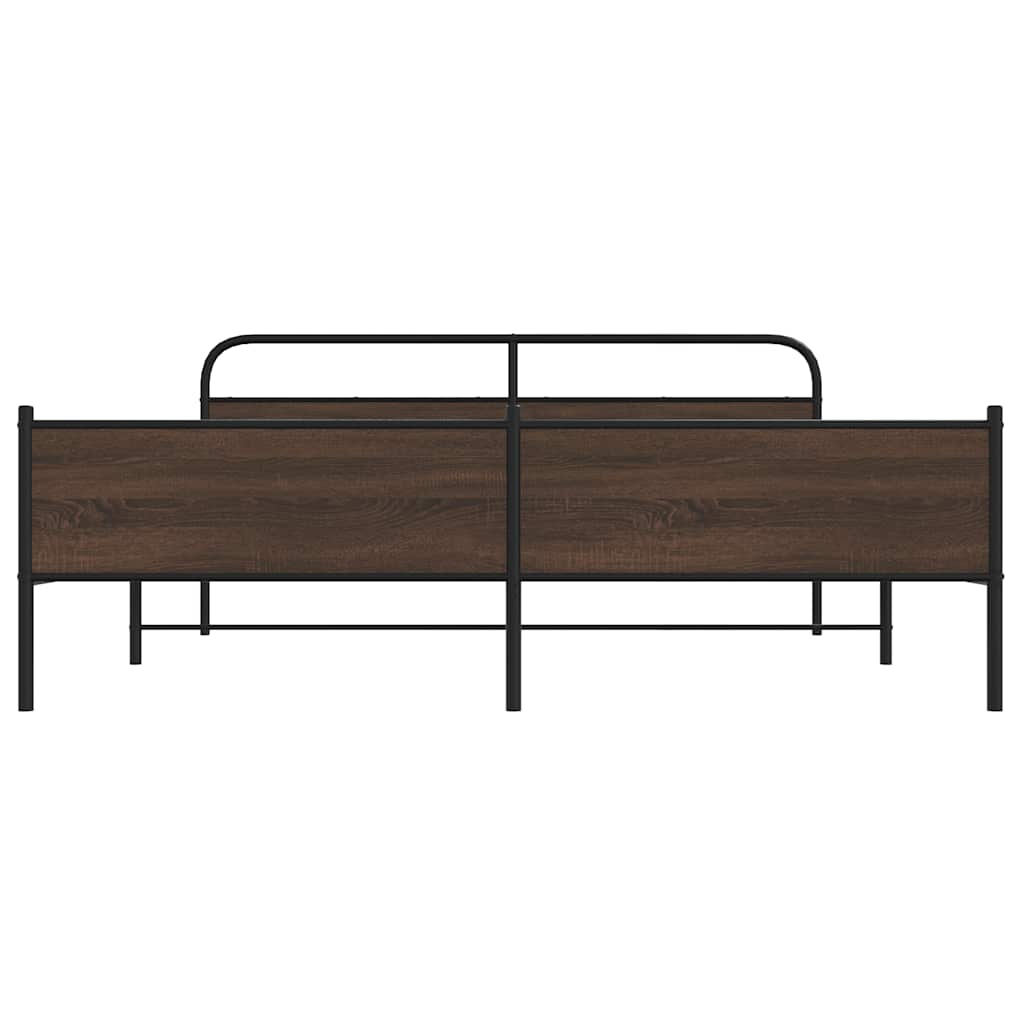 vidaXL Σκελετός Κρεβ. Χωρίς Στρώμα Καφέ Δρυς 180x200 εκ. Μεταλλικό