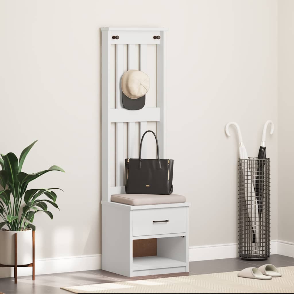 vidaXL Δέντρο χωλ SANDNES Λευκό 45x40x159,5 εκ. Πεύκο μασίφ ξύλο