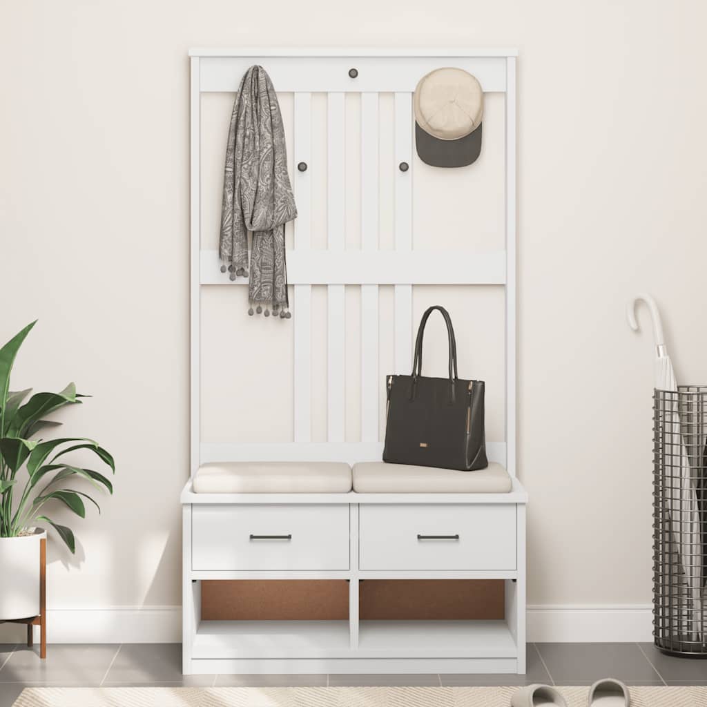 vidaXL Δέντρο χωλ SANDNES Λευκό 87x40x159,5 εκ. Πεύκο μασίφ ξύλο