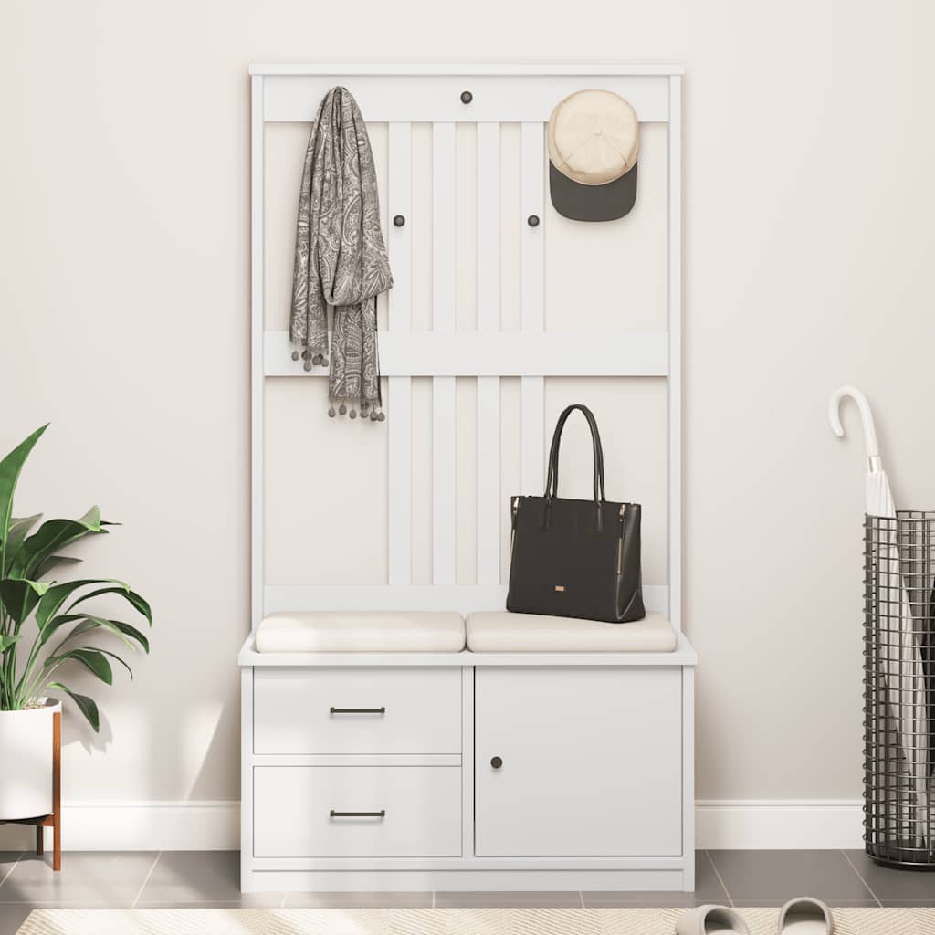 vidaXL Δέντρο χωλ SANDNES Λευκό 87x40x159,5 εκ. Πεύκο μασίφ ξύλο