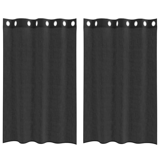 vidaXL Κουρτίνες Voile με ροδέλες 2 τεμάχια Μαύρο 140x175 εκ.