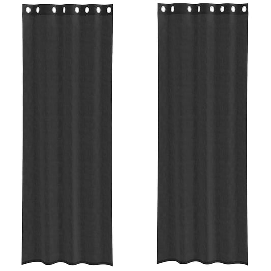 vidaXL Κουρτίνες Voile με ροδέλες 2 τεμάχια Μαύρο 140x300 εκ.