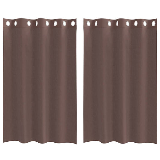 vidaXL Κουρτίνες Voile με ροδέλες 2 τεμάχια Καφέ 140x175 εκ.
