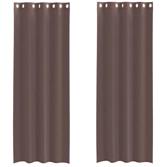 vidaXL Κουρτίνες Voile με ροδέλες 2 τεμάχια Καφέ 140x260 εκ.