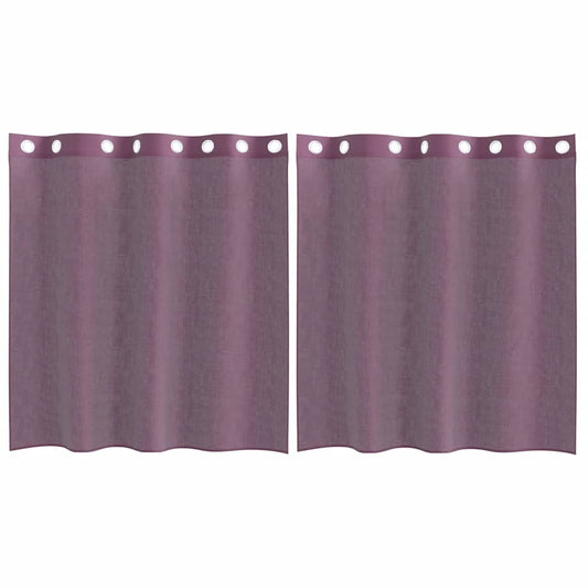 vidaXL Κουρτίνες Voile με ροδέλες 2 τεμάχια Μοβ 140x140 εκ.