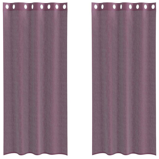 vidaXL Κουρτίνες Voile με ροδέλες 2 τεμάχια Μοβ 140x225 εκ.