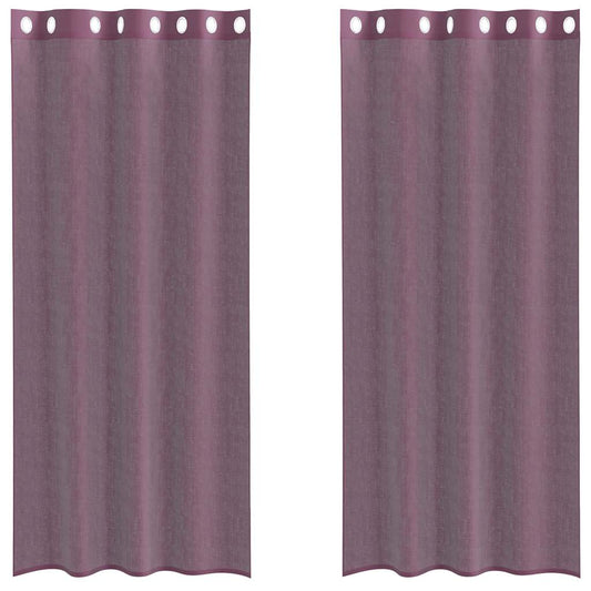 vidaXL Κουρτίνες Voile με ροδέλες 2 τεμάχια Μοβ 140x245 εκ.