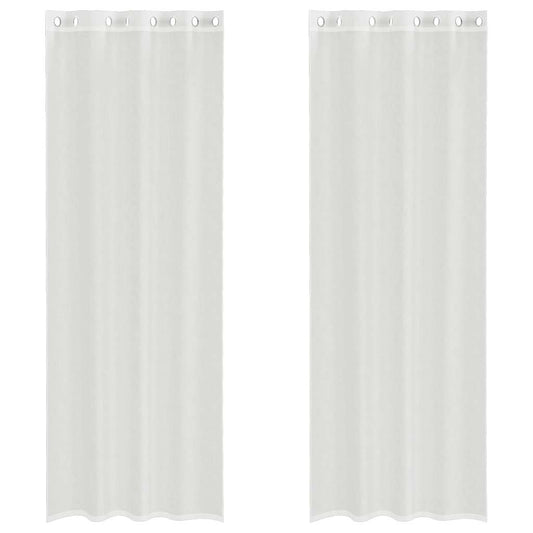 vidaXL Voile κουρτίνες με ροδέλες 2 τεμάχια Λευκό