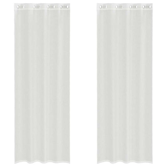 vidaXL Voile κουρτίνες με ροδέλες 2 τεμάχια Λευκό