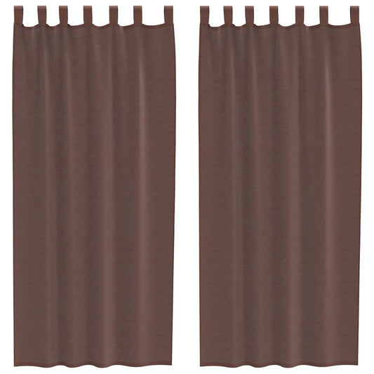 vidaXL Κουρτίνες Voile με τσέπες ράβδου 2 τεμάχια Καφέ