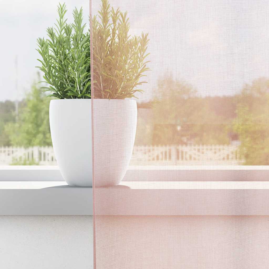 vidaXL Voile κουρτίνες με τσέπες ράβδου 2 τεμάχια Ανοιχτό Ροζ