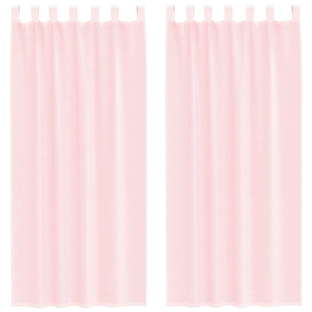 vidaXL Κουρτίνες Voile με Θηλιές 2 τεμ. Ανοιχτό Ροζ 140x225 εκ.