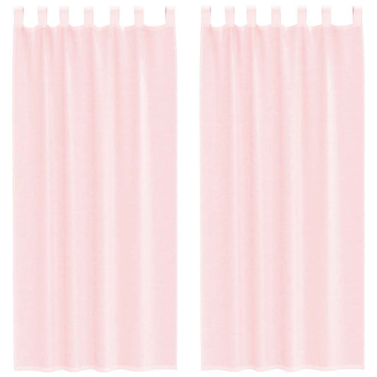 vidaXL Κουρτίνες Voile με Θηλιές 2 τεμ. Ανοιχτό Ροζ 140x225 εκ.