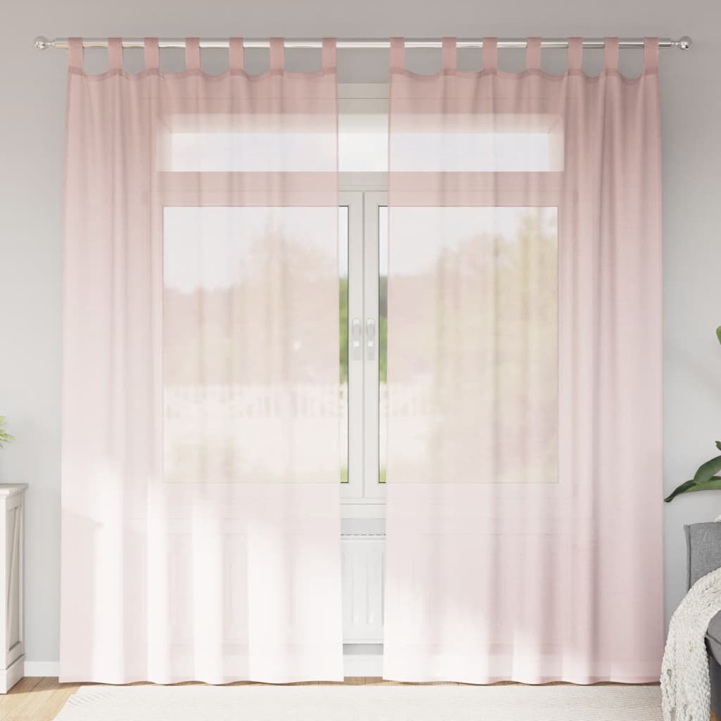 vidaXL Κουρτίνες Voile με Θηλιές 2 τεμ. Ανοιχτό Ροζ 140x225 εκ.