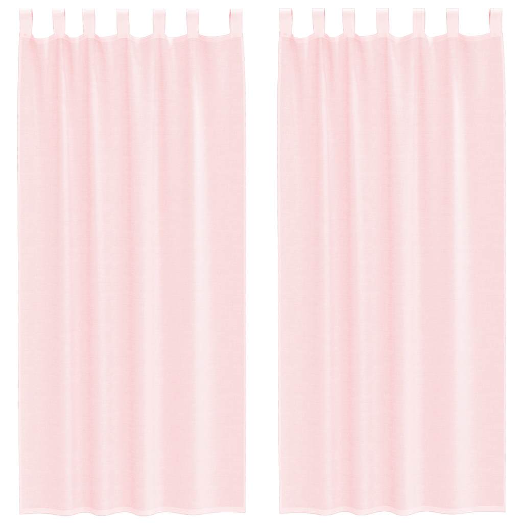 vidaXL Κουρτίνες Voile με Θηλιές 2 τεμ. Ανοιχτό Ροζ 140x245 εκ.