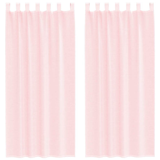 vidaXL Κουρτίνες Voile με Θηλιές 2 τεμ. Ανοιχτό Ροζ 140x245 εκ.