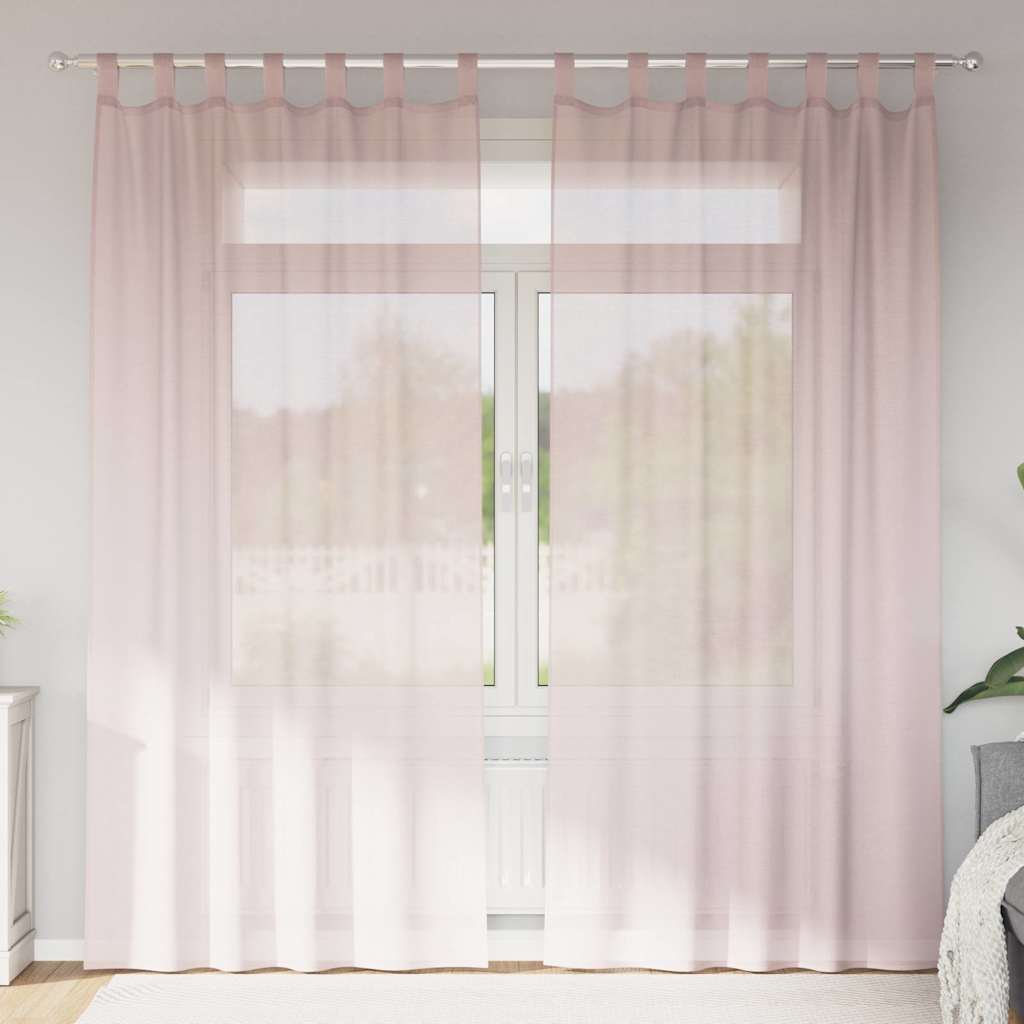 vidaXL Κουρτίνες Voile με Θηλιές 2 τεμ. Ανοιχτό Ροζ 140x245 εκ.