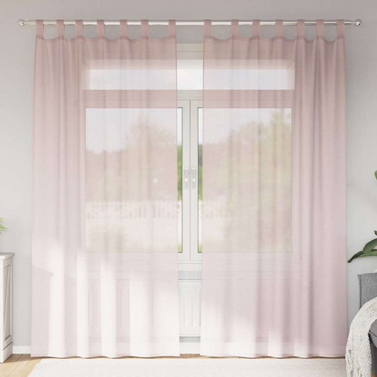 vidaXL Κουρτίνες Voile με Θηλιές 2 τεμ. Ανοιχτό Ροζ 140x245 εκ.