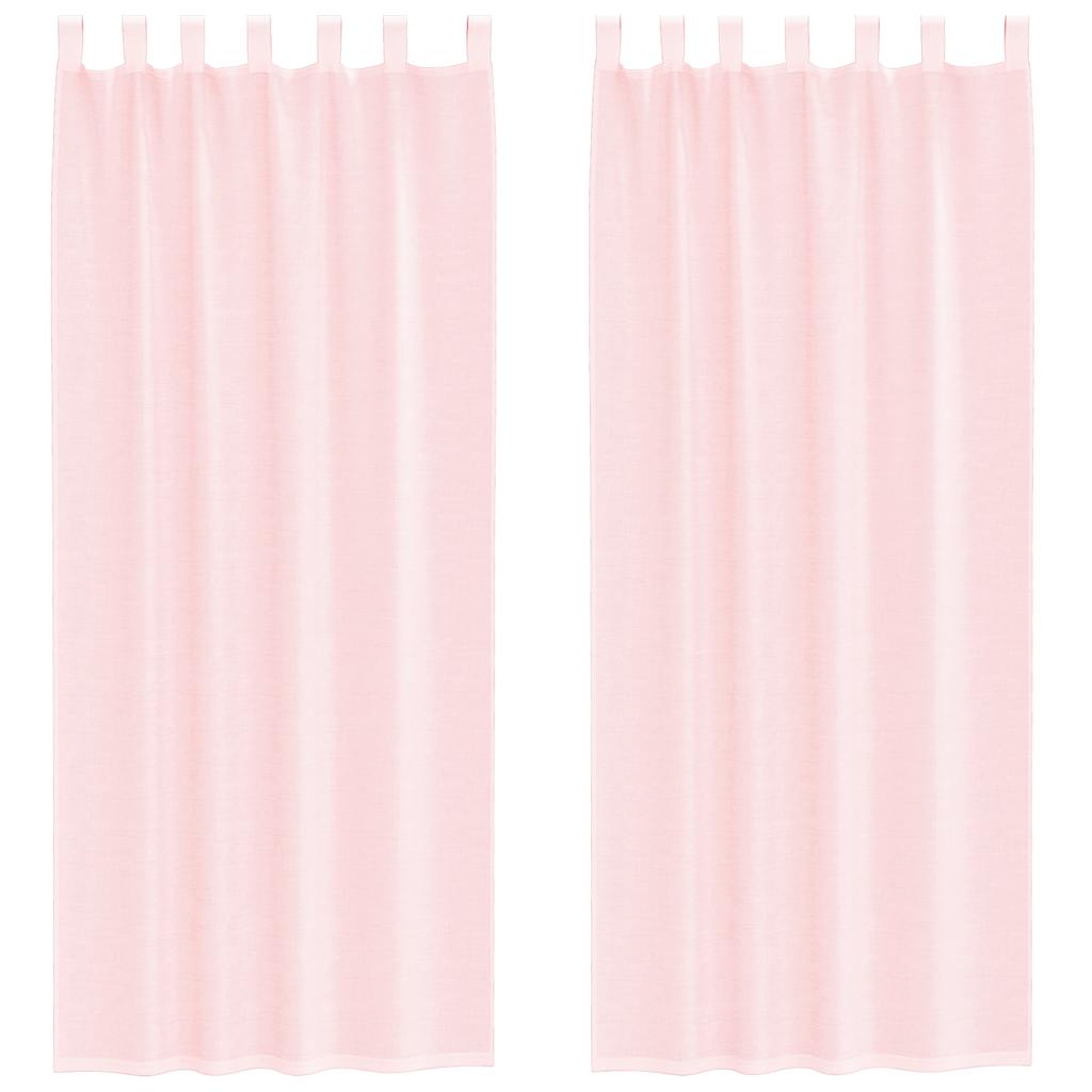 vidaXL Κουρτίνες Voile με Θηλιές 2 τεμ. Ανοιχτό Ροζ 140x260 εκ.