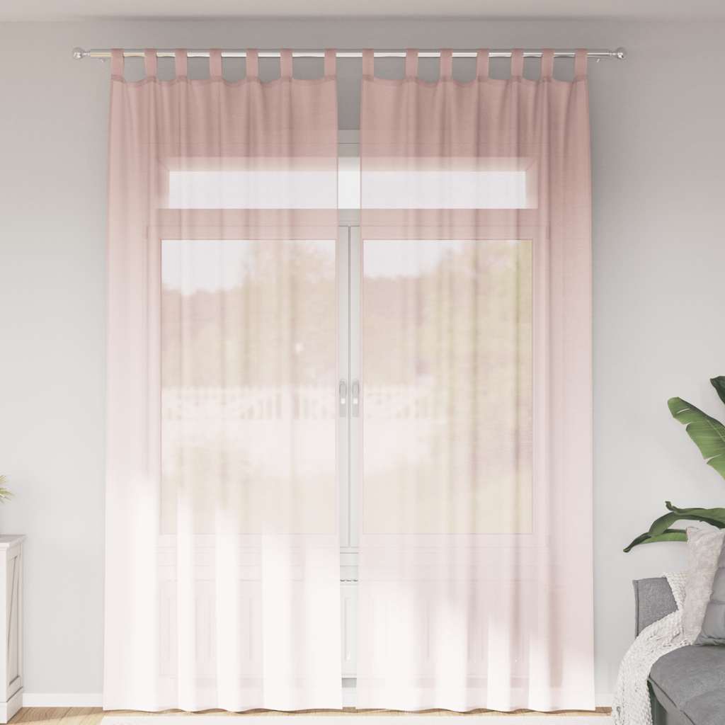 vidaXL Κουρτίνες Voile με Θηλιές 2 τεμ. Ανοιχτό Ροζ 140x260 εκ.