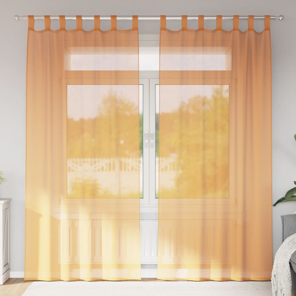 vidaXL Κουρτίνες Voile με Θηλιές 2 τεμ. Πορτοκαλί 140x225 εκ.